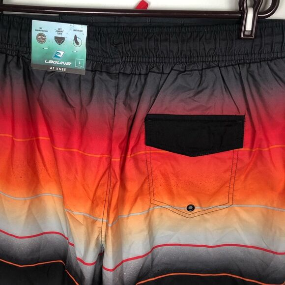 NWT Laguna Red Orange Black Swim Trunks Quick Drying Men's Size Large - Picture 2 of 6